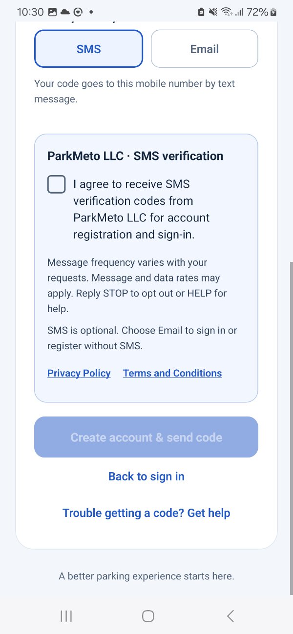 New users must check the unchecked-by-default SMS consent box before 